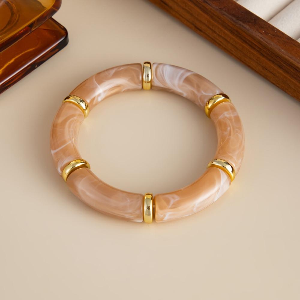 

Leopard Print Boho Bracelets Acrylic Curved Tube Bangle Fashion Acrylic Bracelets Women Style 6
