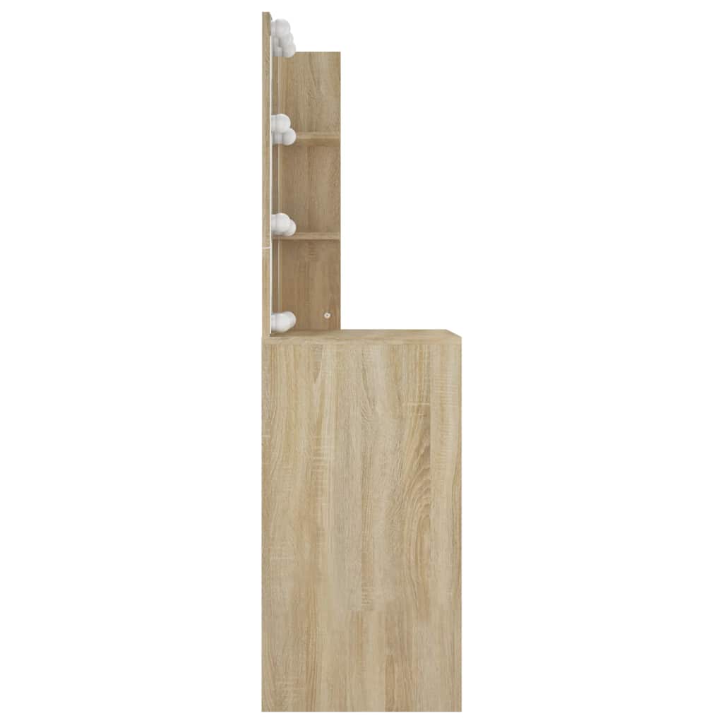 Makeup Table with LED Lighting Sonoma Oak Finish 60 x 40 x 140 cm
