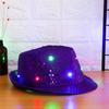 Stage Performance Dress Dance Party Flashing Panama Cap Jazz Hat Led Fedora Trilby Sequin