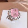High Quality Pink/blue/Green Zircon Paraiba Ring for Women Party Jewelry Engagement Ring Anniversary Gift  Copper Jewelry