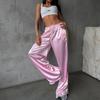 2026 Womens Wide Leg Drawstring Jogger Pants Streetwear Loose Fit Casual Trousers Blue Orange Red Pink