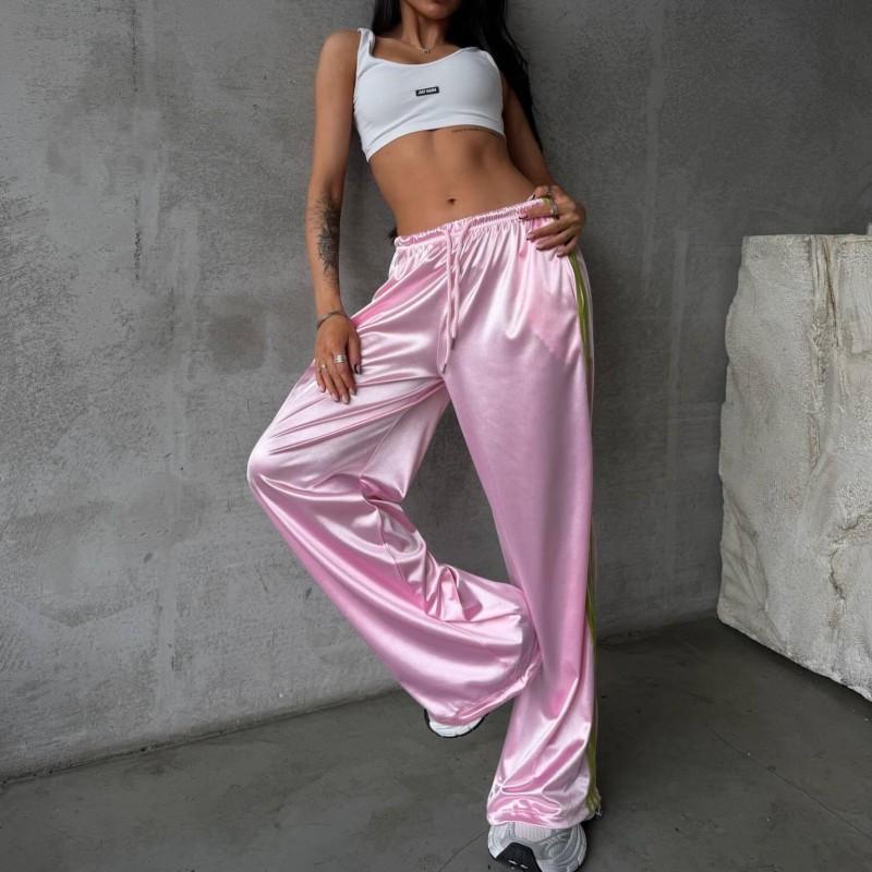 2026 Womens Wide Leg Drawstring Jogger Pants Streetwear Loose Fit Casual Trousers Blue Orange Red Pink