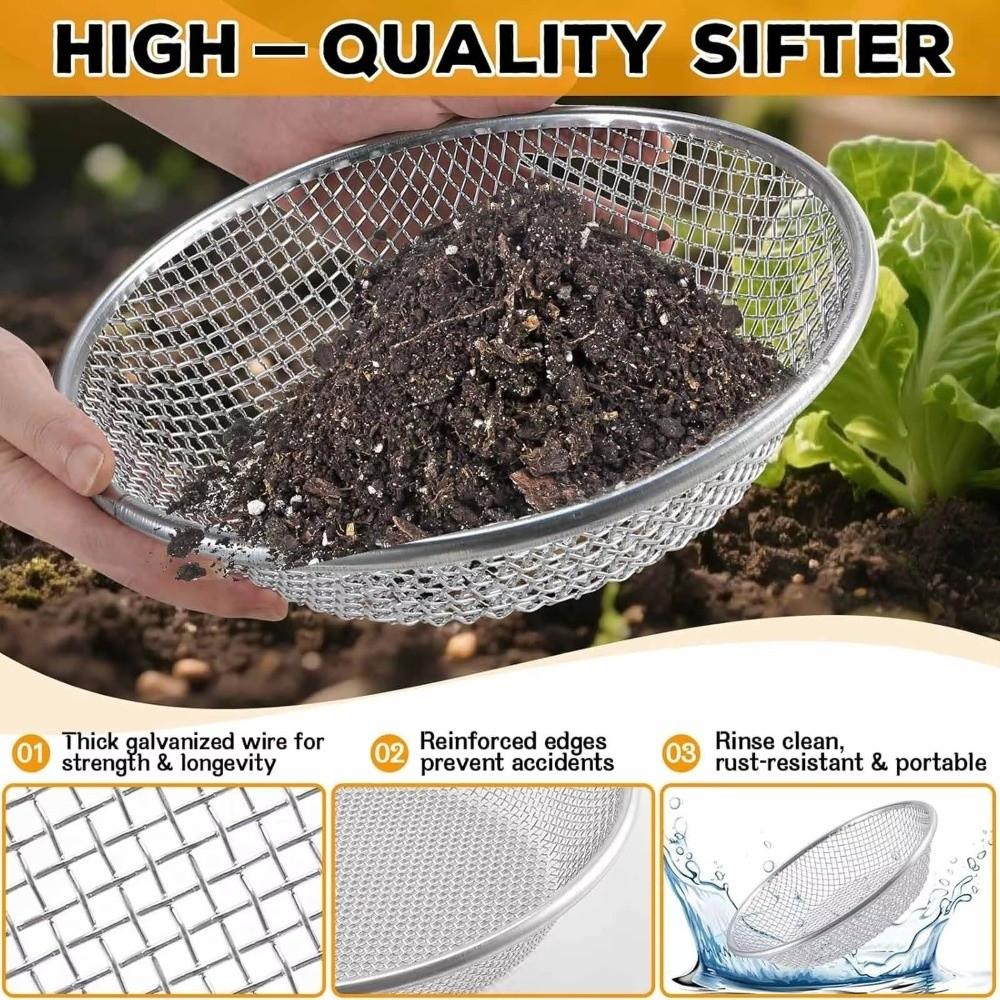Round Metal Soil Sieve Mesh Basket Gardening Sand Sieve Planting Pot Cultivation