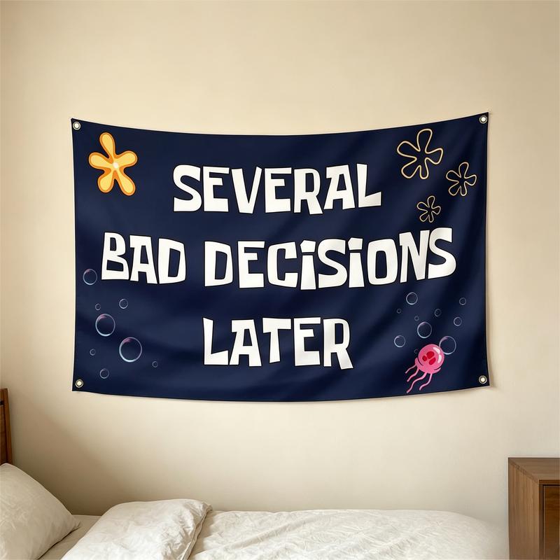 Black Rainbow Letter Tapestry Wall Hanging Quote Typography Aesthetic Wall Art College Dorm Bedroom Decor