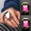 Rectangle Shape Rectangle Rhinestone Ring Adjustable Size Adjustable Crystal Ring