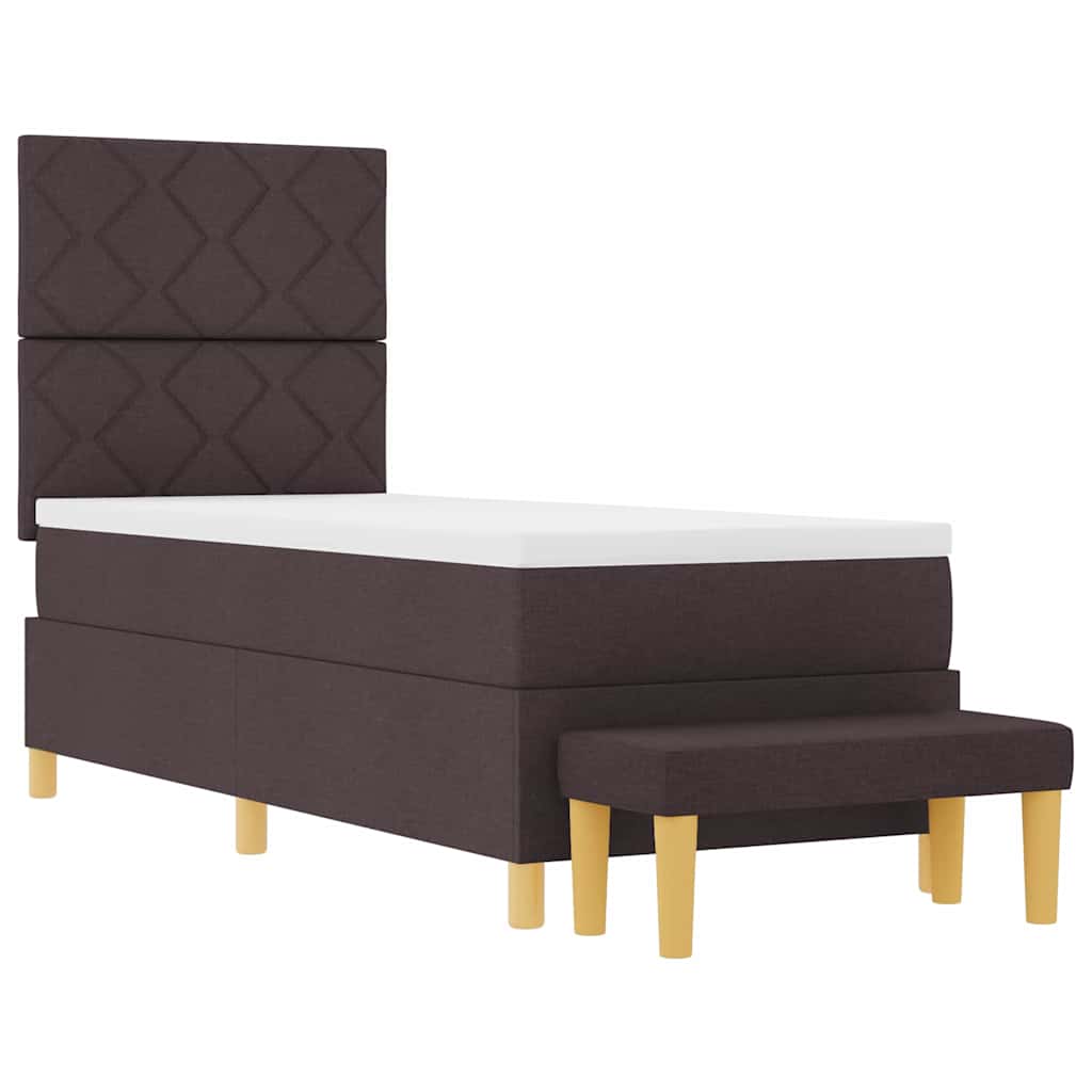 Box Spring Bed with Headboard Dark Brown 200 x 80 cm Fabric