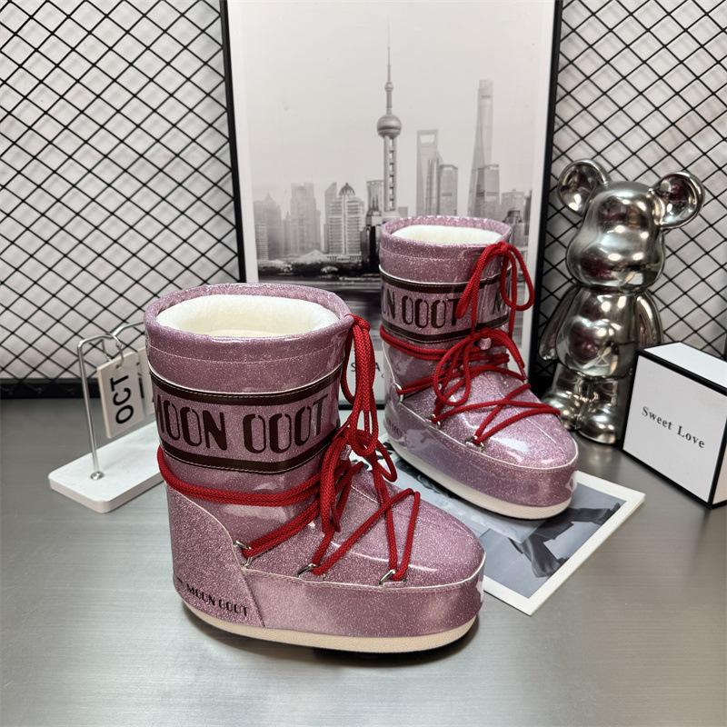 Waterproof version of Gypsy Moon Snow Boots Women's, winter medium-high lace-up non-slip warm ski shoes
