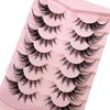 NEW 7Pairs Fox Eye Manga Thick Synthetic Handmade 3D Clear Band Natural Look Wispy Eyelashes Cat Eye Pack Fake Eyelashes