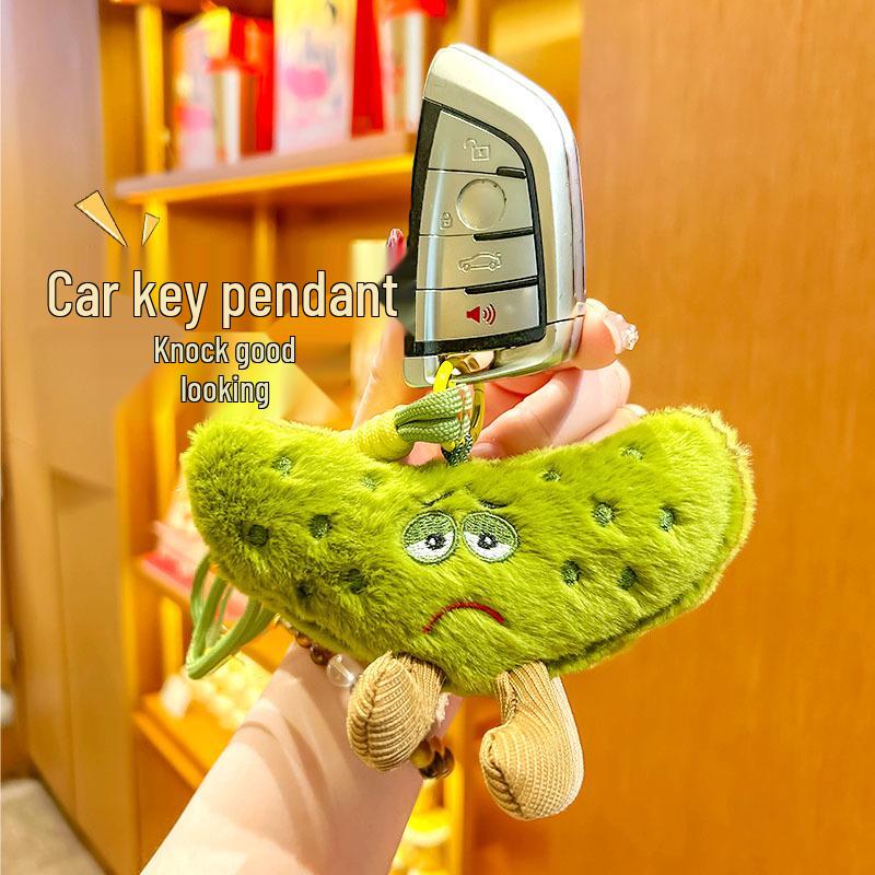 Creative Cucumber Plush Keychain - Cute Gift for Kids' Backpacks