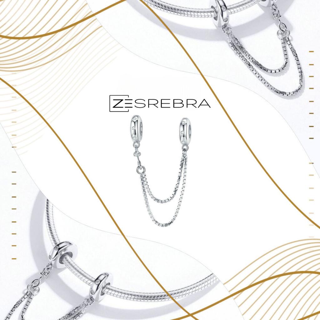 Charms Chain 925 Security Double Cubic Zirconia Beads Crystal