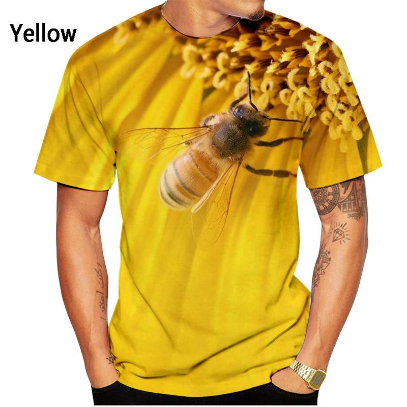 Summer New Fashion Animal Bee 3D Printed Pattern Men's T-shirt Casual Short Sleeved Top Plus Size