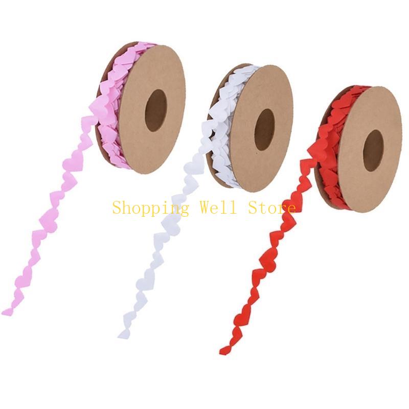 KX4B 3 Rolls Assorted Color Silk Ribbons for Birthday and Wedding Love Heart Embossing Ribbon Elegant Gift Wrapping Tool