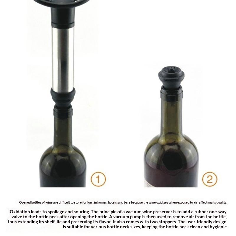 Vacuum Pump Preserver Wine Saver Set Vacuum Wine Stoppers For White / Beer Wine Zinc Alloy Keep Wine Fresh