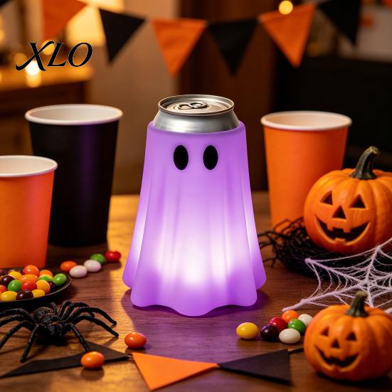 Party Supply for Halloween 3D Printed Ghost Can Holder, Glow?in?the?Dark Soda Beverage Table Decor Cup Cover, Cute Tabletop Supplies Drink
