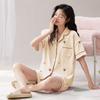 Can Wear Pajamas Women's Summer Cute Cartoon Bear Cotton Short-sleeved Cardigan Loungewear Women's Suit