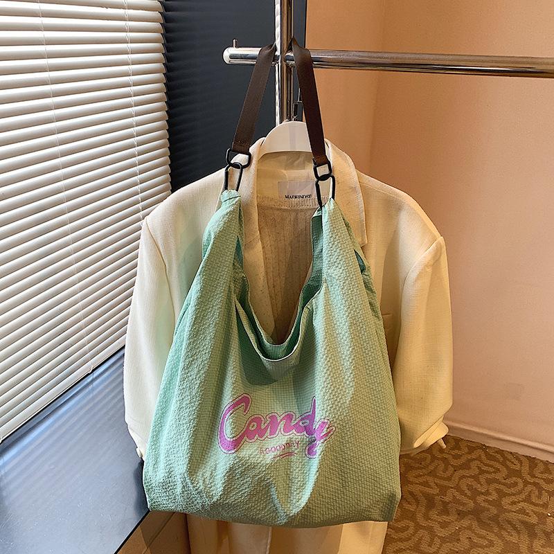 Casual large-capacity canvas bag literary niche underarm bag women's 2025 new letter tote bag shopping bag bag
