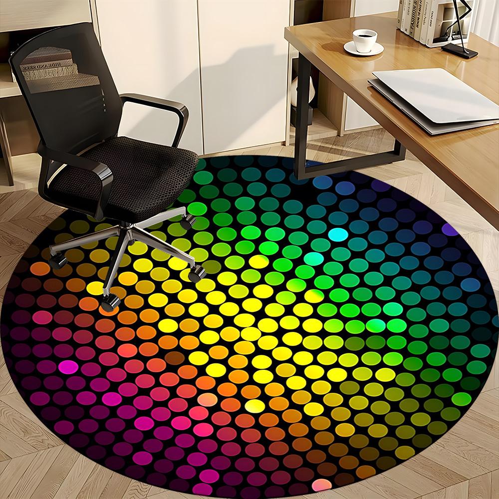 1 Stück Teppich mit Discokugel-Muster für das Büro, rutschfest, runder Teppich, weich & bequem, Teppich für das Büro, leichte runde Bodenmatte yy251226086