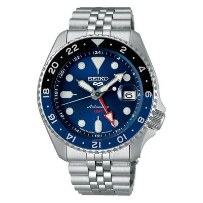 Seiko Five Sports SKX Sportovní styl GMT SBSC003 Stříbrné hodinky "Sportovní styl" Pánské
