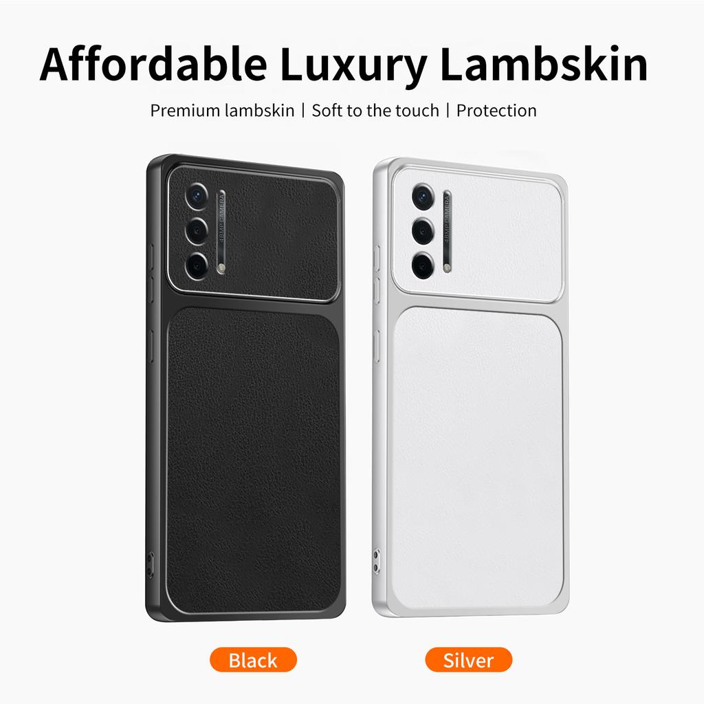 Faux Lambskin Soft Phone Case for OPPO A54 A74 A93 A93S 5G Original High Quality Leather Plated Frame Lens Protection Back Cover