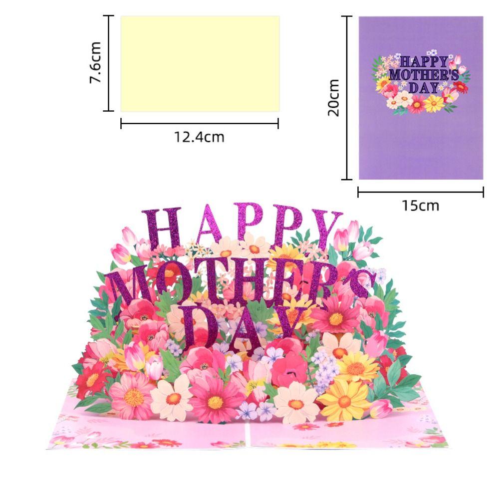3D Pop UP Flower Greeting Cards Blessing Message Cards Mother's Day Greeting Card  For Mom Gift