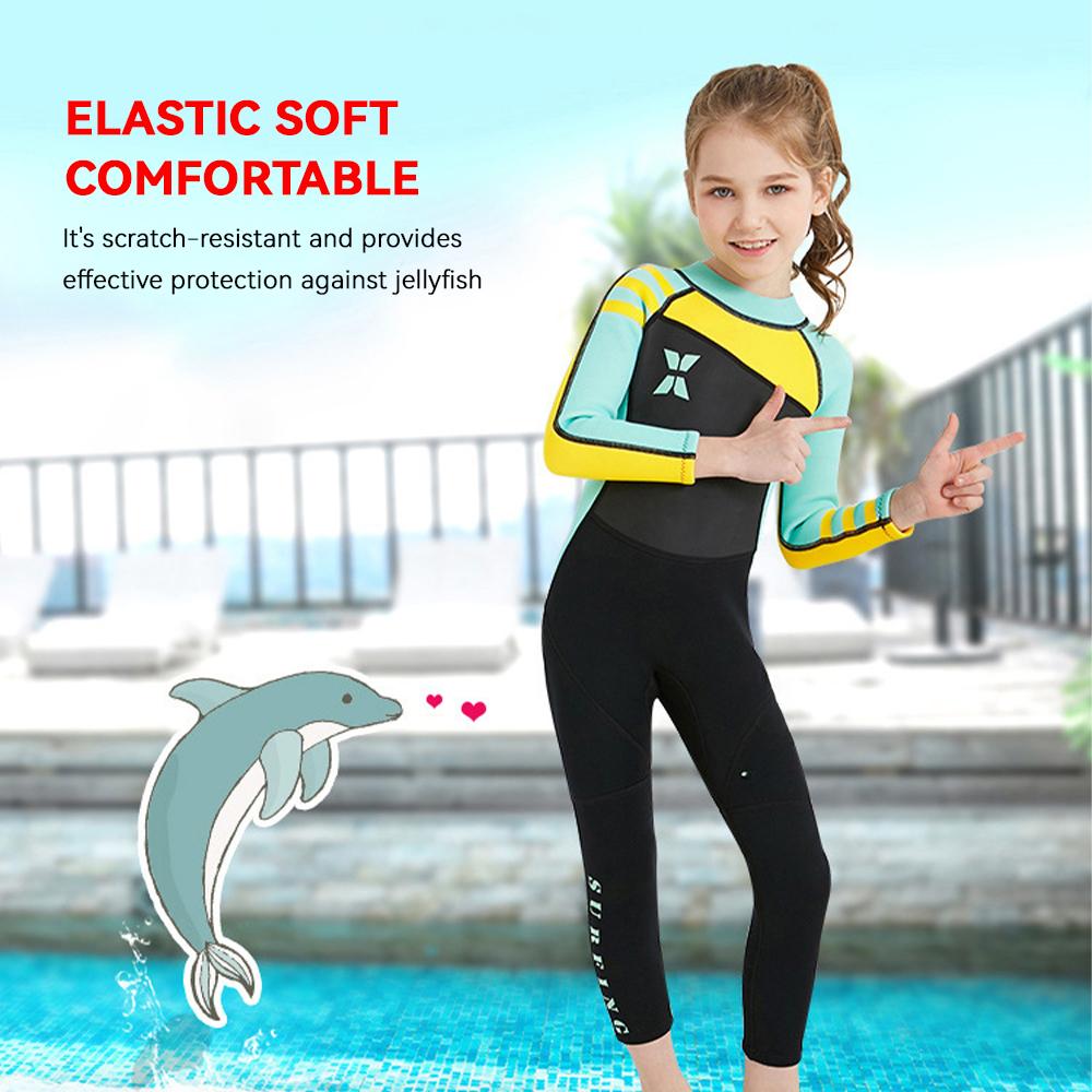 Kid Wetsuit One Piece Neoprene Swimsuit Sun-Protective for Surfing Diving Swimming Boating In Winter