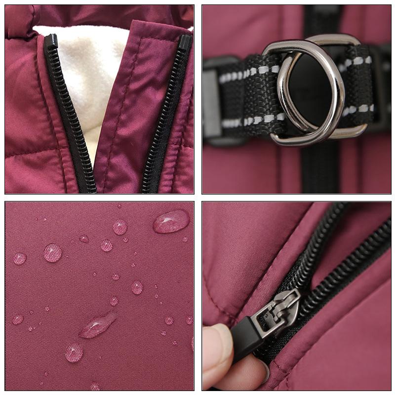 Winter Waterproof Dog Clothes with Harness Warm Pet Dog Cotton Jacket for Small Large Dogs Puppy Clothing French-Bulldog Coat