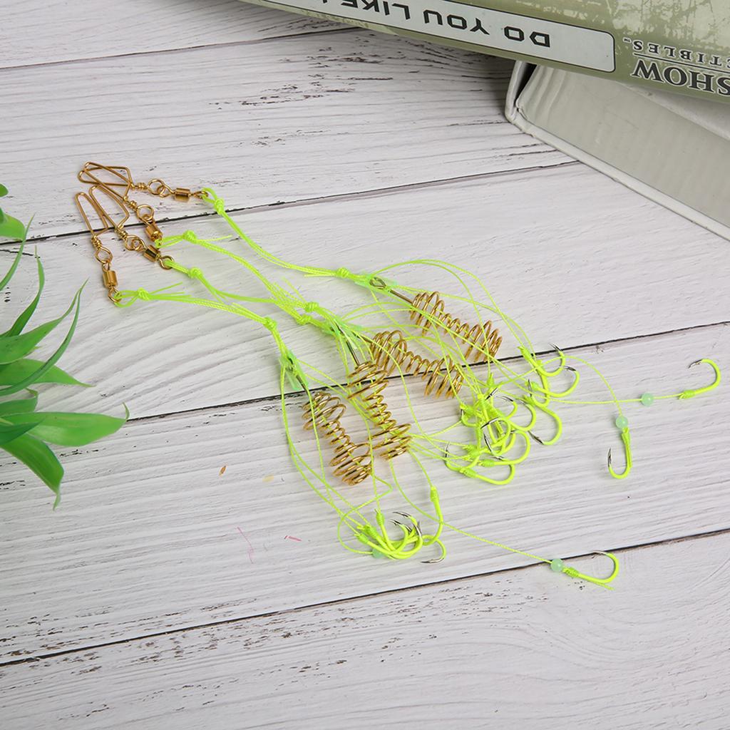 4Pcs Carp Fishing Baits Hook Lure Fish Bait Luminous with Spring Feeder Glow Beads Tackle9#