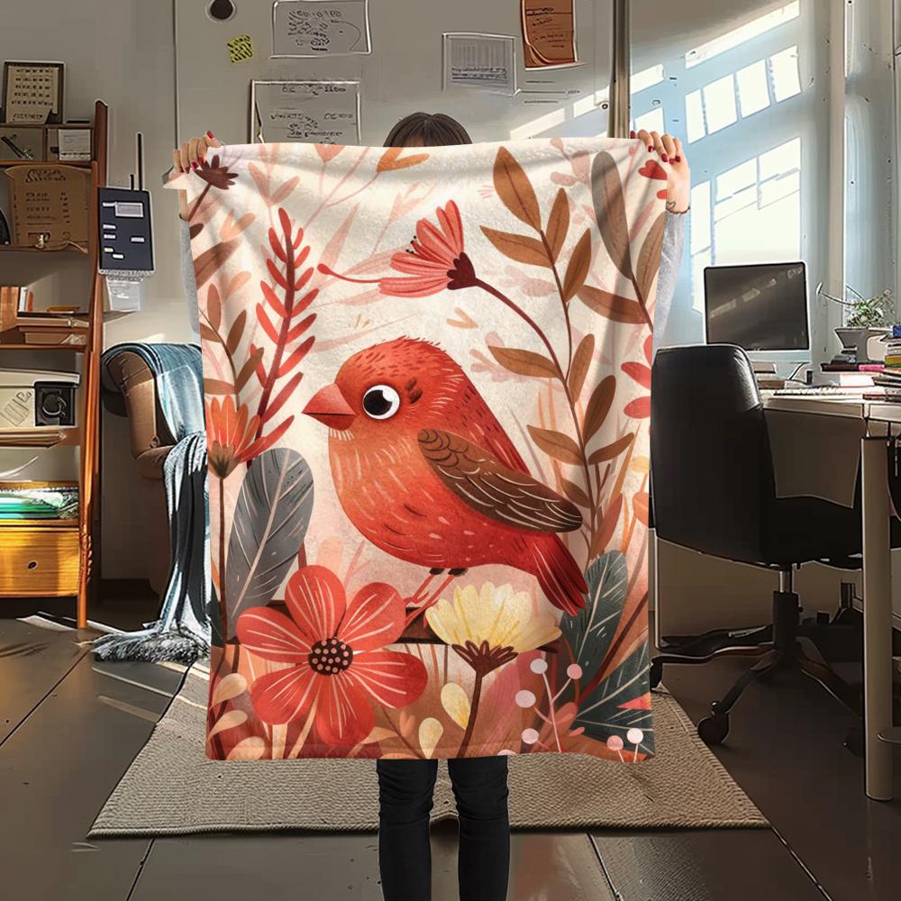 1Pc Cartoon Print Flannel Blanket, High Quality Comfortable for All Seasons, Home Decor, Warmth and Comfort, Perfect for Christmas Birthday Gift