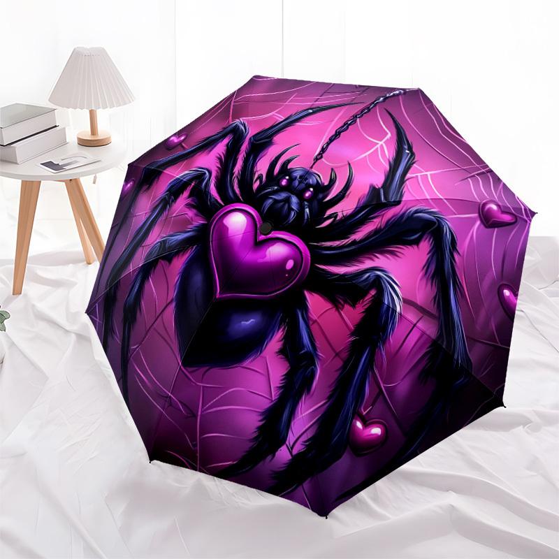 1pc Spider Web Automatic Folding Umbrella   Compact 8 Rib Design, Durable Iron Frame for Travel, Outdoor,  A0920114