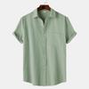 2025 Summer European & American Men's Waffle Short Sleeve Solid Color Casual Shirt