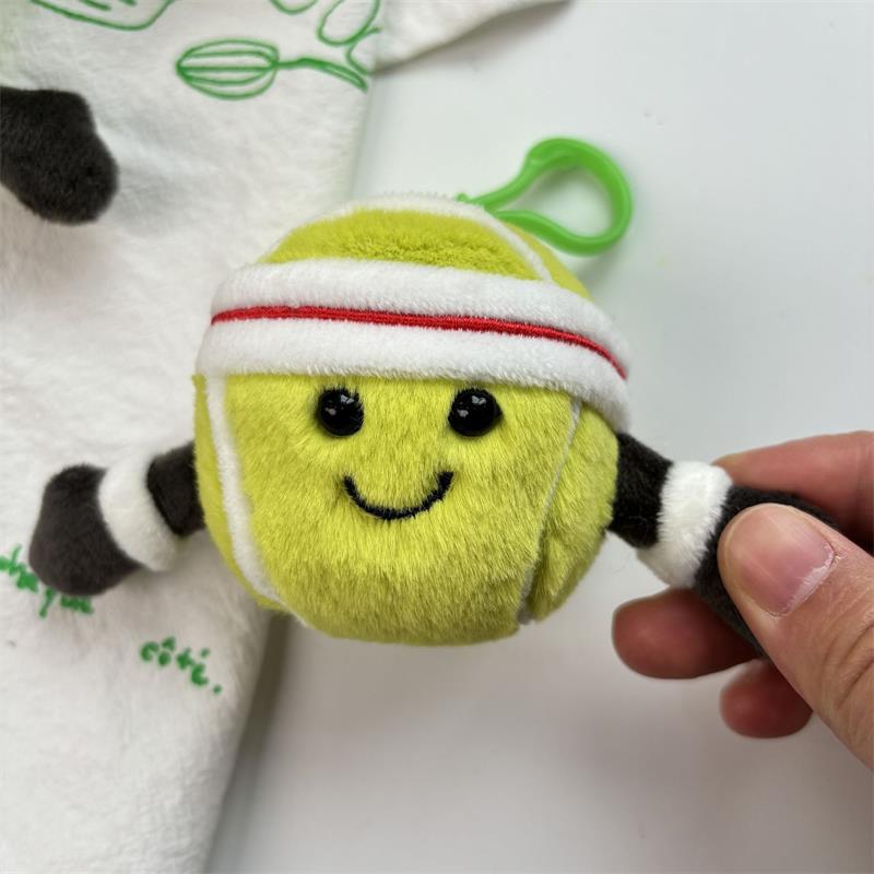 Cute Cartoon Funny Tennis Ball Plush Doll Stuffed Toys Keychain Pendant Backpack Charms Bag Hanging Ornaments Accessories Gifts