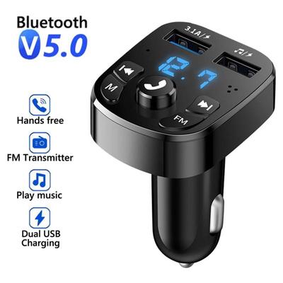 Araç Şarj Cihazı Bluetooth 5.0 FM Verici Çift USB Şarj Cihazı 3.1A Hızlı Şarj Cihazı Araba MP3 Çalar Autoradio Ses AUX Araç kiti Ahizesiz Araç Aksesuarları