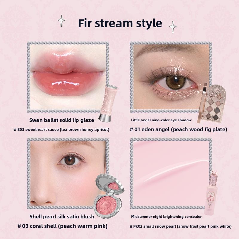 Flowerknows Free Combination Makeup 4pcs Set Lip Mud Highlighter Powder Blusher Eye Shadow Professional Makeup Gift For Girl