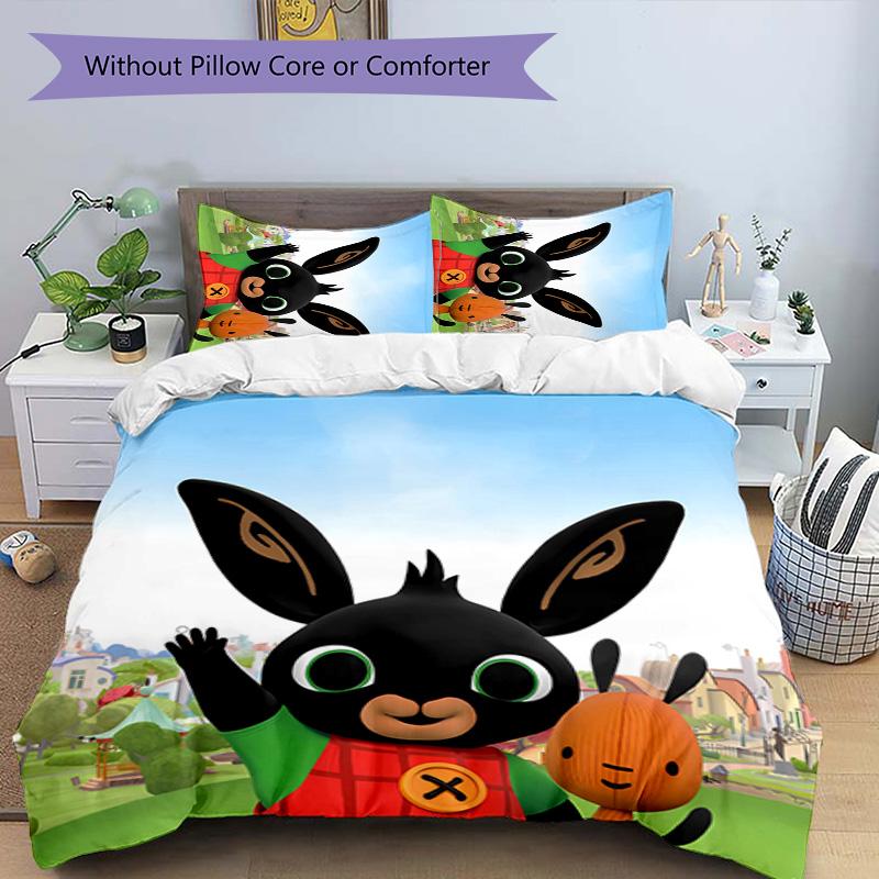 3pcs Bing pattern bedding set duvet cover set includes duvet cover &pillowcases,perfect all season bedroom decoration&gift