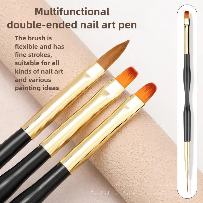 French Stripe Nail Art Liner Brush Set UV Gel Tips Ultra-thin Line Drawing Pen Dual End  Painting Brushes Manicure Tools