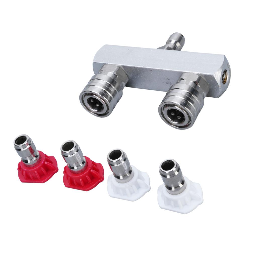 2 in 1 Hochdruckdüsenspitze Edelstahl Doppelreihe 1/4in Schnellanschluss Selbstverriegelnde Düse