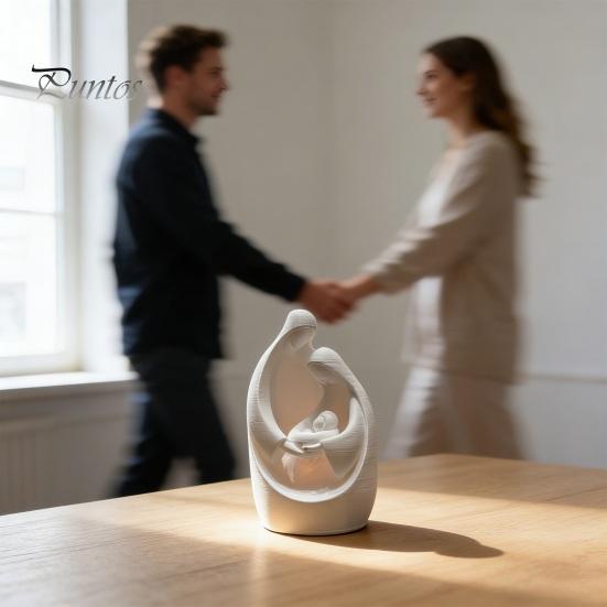 Lines Figure Family of 3 Figurine 3D Printed Parents And Kids Statue Themed Christmas Decor Modern Sculpture for Living Room Bedroom Shelf TV Stand