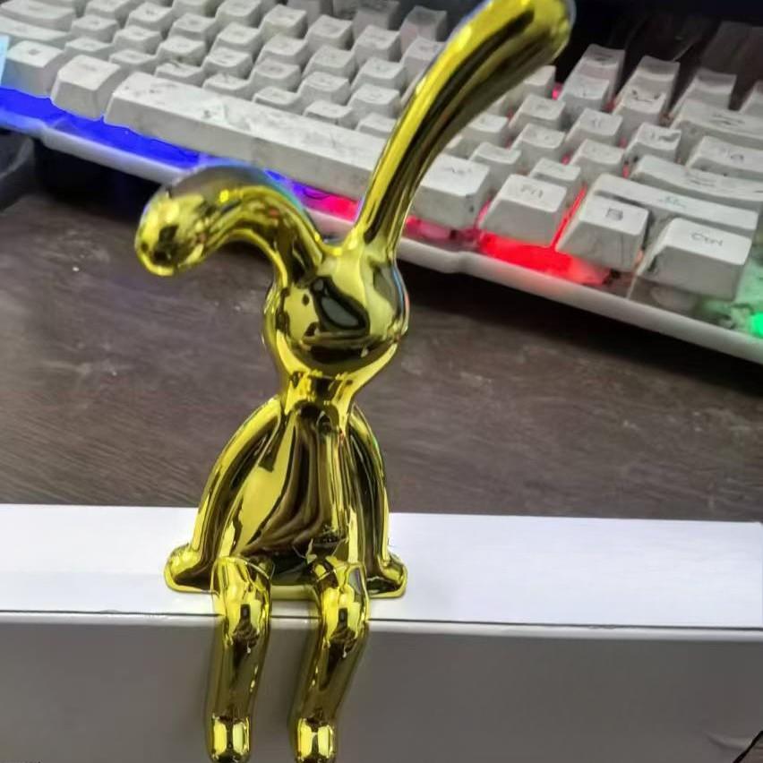 

«3D гальванизированное украшение в виде длинноухого кролика — милый, легкий, роскошный декор» Can be pasted, standing type золотой