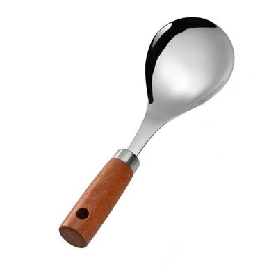 New Stainless Steel Rice Spoon Thickened Wood Handle Anti-Stick Rice Spoon Heat-resistant Easy To Clean Rice Shovel Kitchen Tool