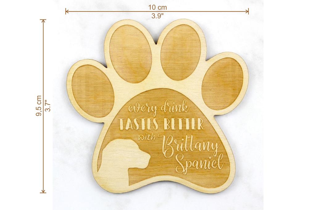 Brittany Spaniel, Brittany Wiegref - Mug coaster, engraved coaster with dog, gift for dog lover by Art-Dog brand