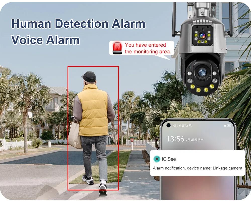LS VISION 6MP Real 36X Optical Zoom WIFI Camera Outdoor Dual Lens PTZ Humanoid Detection Color Night Vision Surveillance IP Camera iCSee App