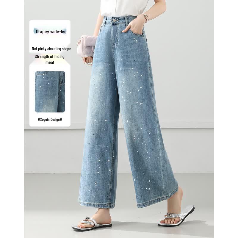 

TERRE BLEUE Women s Sky Blue Wide-Leg Jeans XL