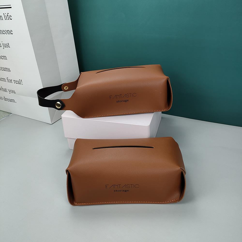 

Desktop Creative Leather TV Drawer Tray Light Luxury Wall-mounted Toilet Hand Napkin Tissue Box