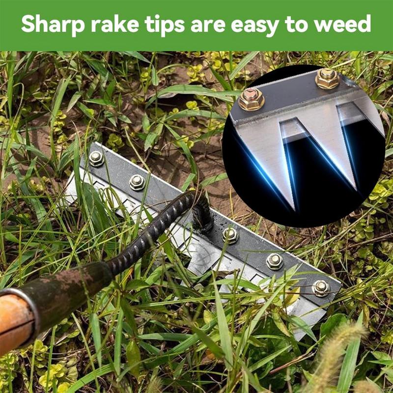 7/8 Teeth Carbon Steel Garden Hand Rake Farm Tool Weeding Scarifier Agricultural Nail Harrow Metal Harrow Garden Weeding Tool