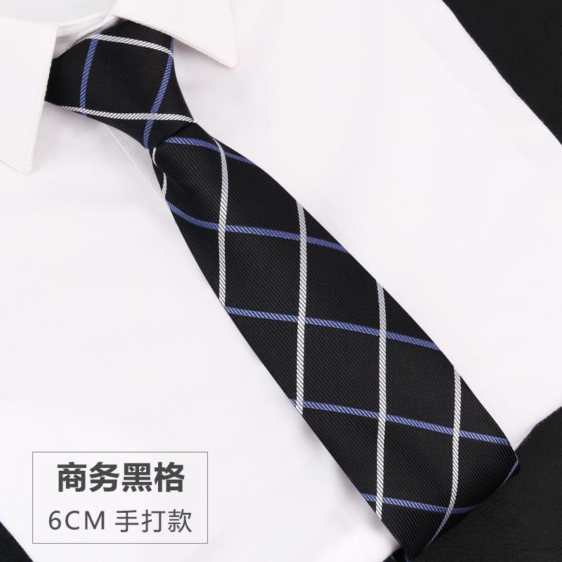 Knot-Free Black Tie Casual Korean Version Formal Wear Business Men'S Zipper Lazy Solid Color Tie To Work