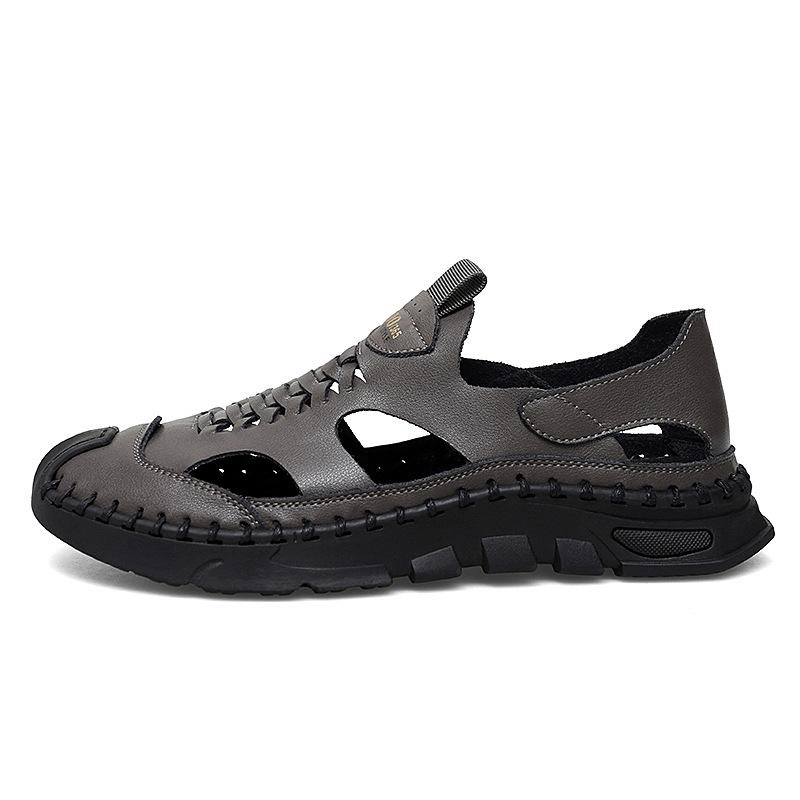 2025 Summer New Men's Roman Sandals Fashionable Versatile Soft Bottom Soft Surface Hollow Breathable Non-slip Deodorant Sandals