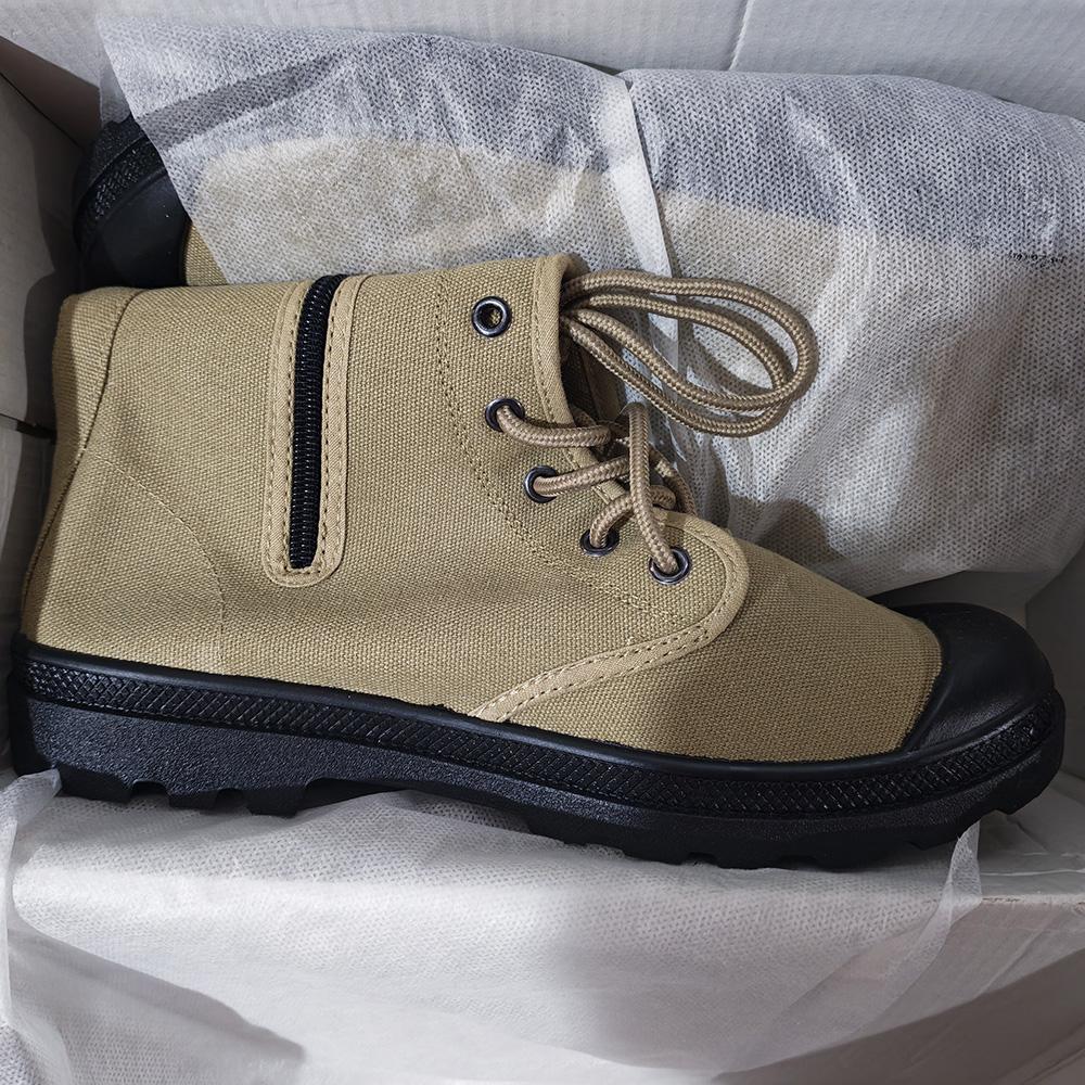 Herren Segeltuchstiefel Militärstil Hohe Wüstenstiefel Seitenreißverschluss Outdoor Wanderschuhe Atmungsaktiv Rutschfest