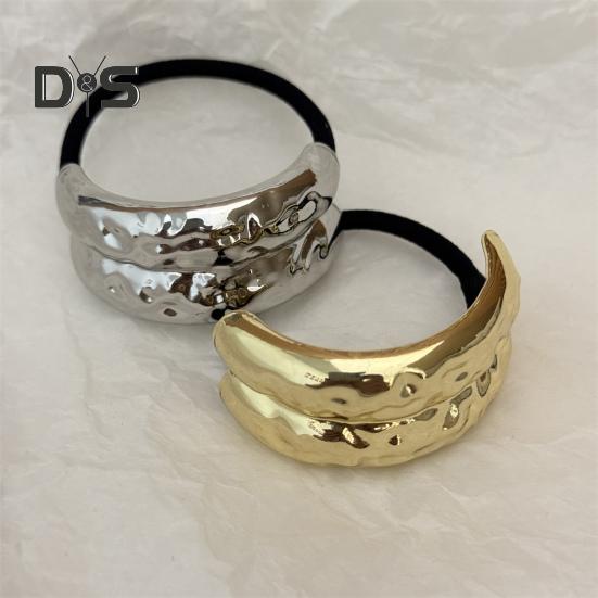 Women Headband Geometric Metal Decor High Elastic Hair Tie Versatile Styling Hair Rope Hair Accessories