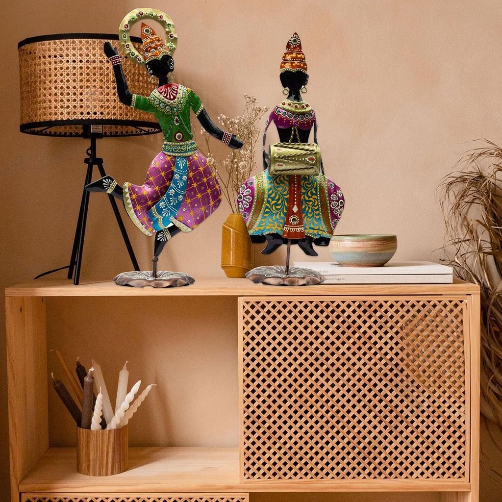 New Exquisite Antique Dancer Figurines – Traditional Indian Folk Dance Showpieces for Elegant Home Decor and Cultural Gifts (Bharatnatyam)