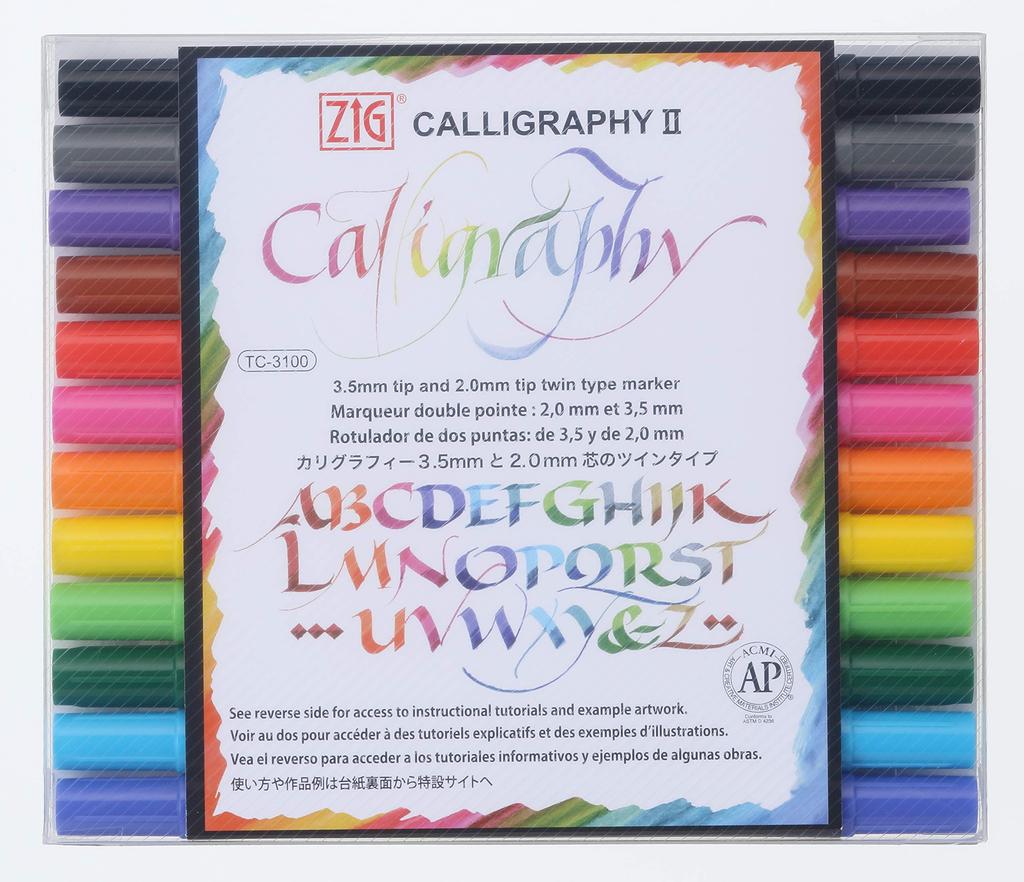 Kuretake Pen ZIG Calligraphy II 12 Colors Water-Based TC-3100/12V